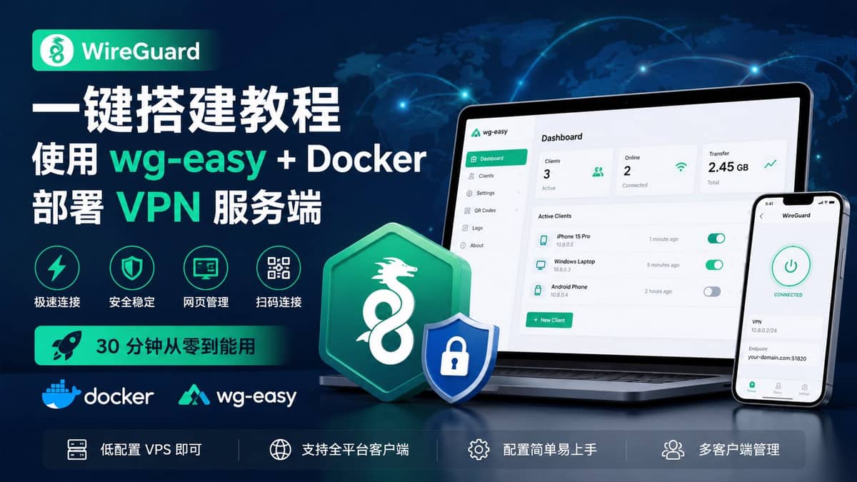 WireGuard 一键搭建教程:使用 wg-easy + Docker 部署 VPN 服务端